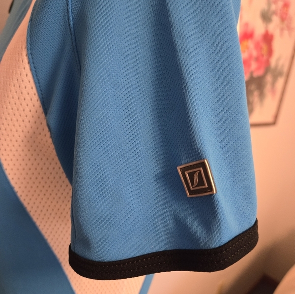 SHEBEEST SKY BLUE & BLACK BICYCLING ATHLETIC TOP. SIZE SMALL. - Picture 5 of 11